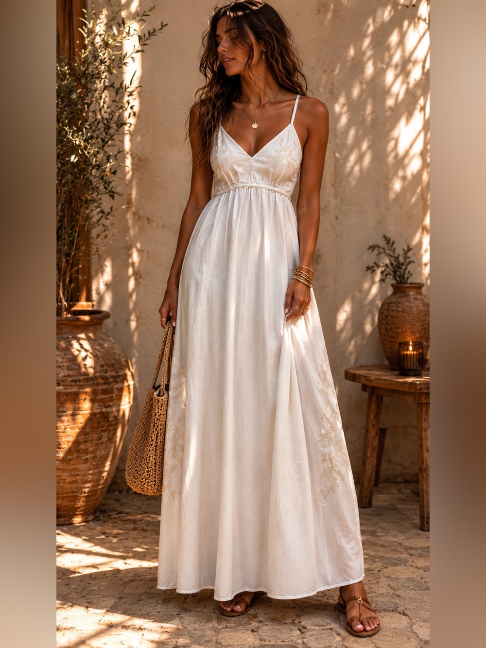 Robert Rodriguez Neakita White Embroidered‎ Halter Maxi Dress NWOT